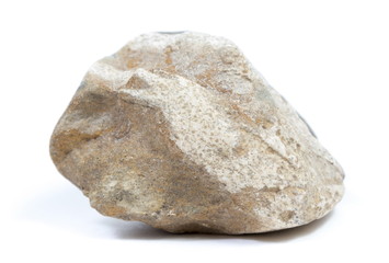 Single natural stone on white background