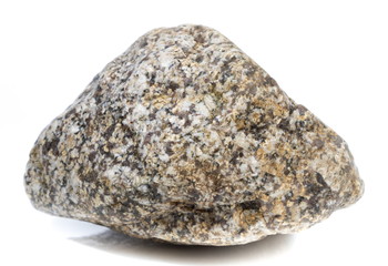 Single natural stone on white background