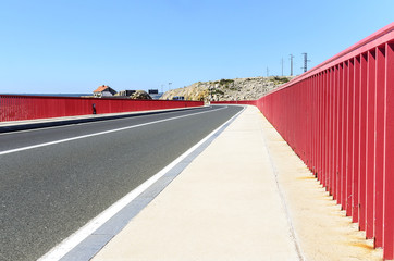 Fototapeta premium Red Bridge Maslenica, Croatia.