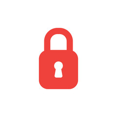 Flat design style vector concept of red closed padlock icon on white