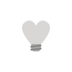 Flat design style vector concept of heart-shaped light bulb icon on white