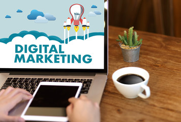 DIGITAL MARKETING new startup project ,  market Interactive channels , Business innovation Marketing technology concept