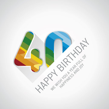 Happy 40th Birthday color design greeting card