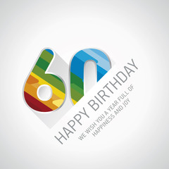 Happy 60th Birthday color design greeting card