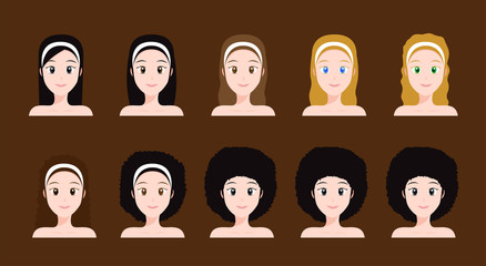 Hair Types cartoon / vector illustration