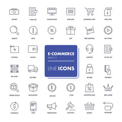 Line icons set. E-commerce 