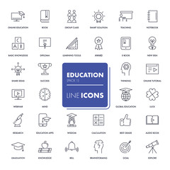 Line icons set. Education