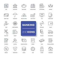 Line icons set. Banking 