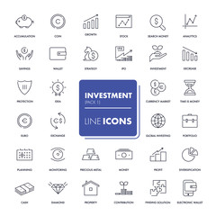 Line icons set. Investment 