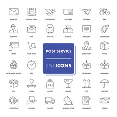 Line icons set. Post service 