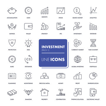 Line icons set. Investment 