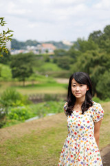 Fototapeta premium a portrait of beautiful woman in the park