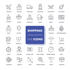 Line icons set. Shipping 