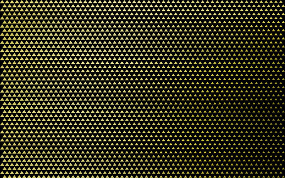 banner triangles yellow mosaic. poster black gold background pattern. golden grunge texture. halftone effect. vector illustration