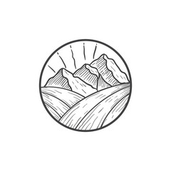 mountain farm logo illustration hand draw sketch