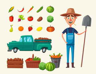 Obraz premium Planting and harvesting. Cartoon vector illustration.