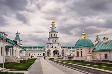 Moscow region. Istra. The Resurrection New Jerusalem Monastery. Gate Church of the Entry of the Lord into Jerusalem, guard and blacksmith's chambers.