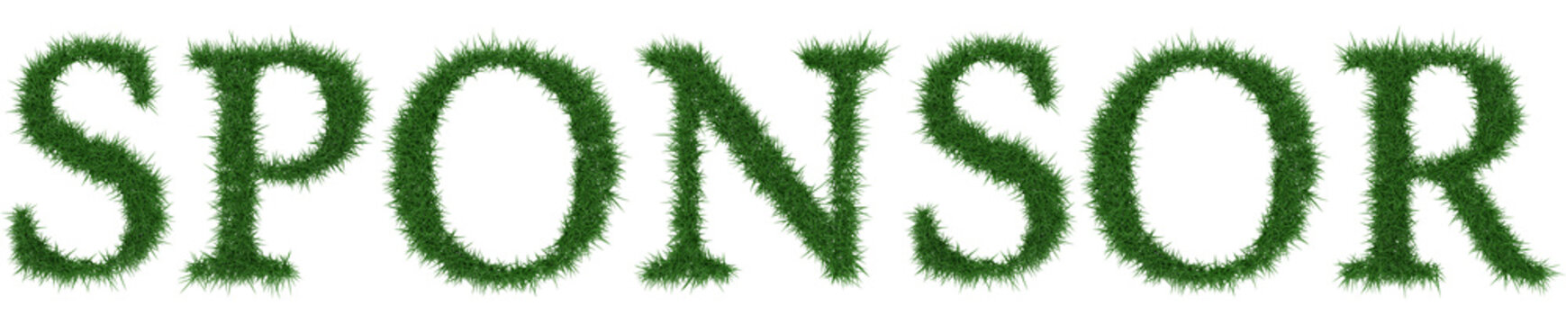 Sponsor - 3D rendering fresh Grass letters isolated on whhite background.