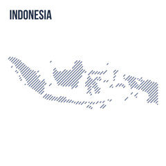Vector abstract hatched map of Indonesia with oblique lines isolated on a white background.