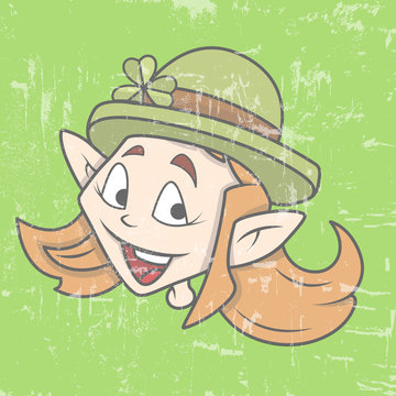 Laughing Cute Leprechaun Girl Face Expression