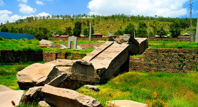 Tombstones aka Axum steles at Tigray, northern Ethiopia