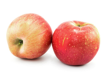 fresh red apples on white background