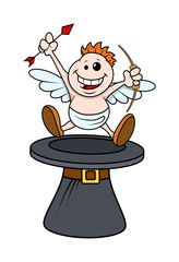 Cute Funny Kid Cupid with Hat Vector