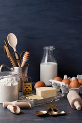 Baking ingredients and kitchen utensil for cooking and baking