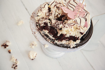 A cake ruined by a child