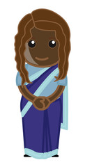 Asian Cartoon Girl in Saree