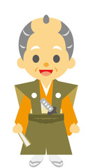 江戸時代　時代劇　武家の男性　おじいさん