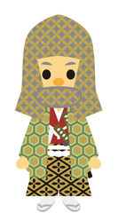 江戸時代　時代劇　武家の男性　頭巾