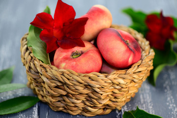 Obstkorb mit Pfirsichen