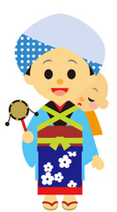 江戸時代　時代劇　主婦　子守り