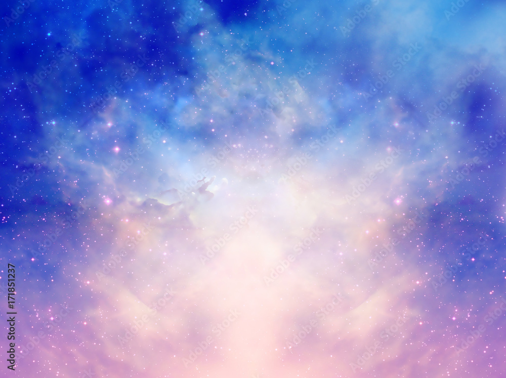 Wall mural mystical magic background with stars, galaxy, universe in pink blue colors