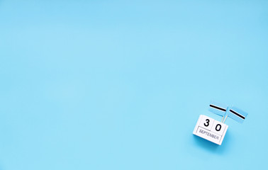SEPTEMBER 30 Wooden calendar Concept independence day of Botswana and Botswana national day.with space for your text.