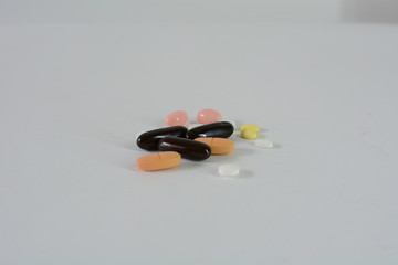 Medication against a white background.