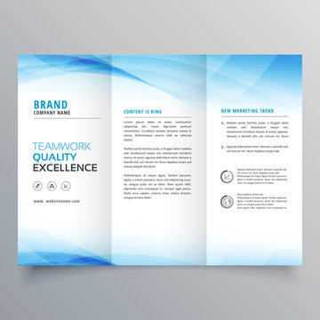 elegant blue business trifold brochure design flyer template