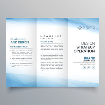 business blue trifold brochure design template