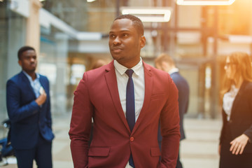 peaceful african american businessman in office