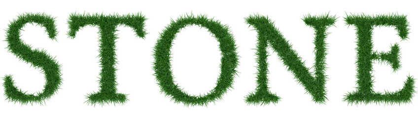 Stone - 3D rendering fresh Grass letters isolated on whhite background.