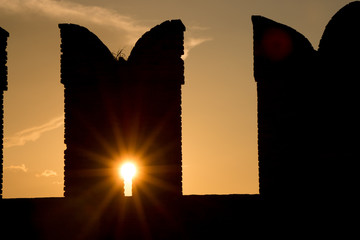 Sundown with Castle wall 