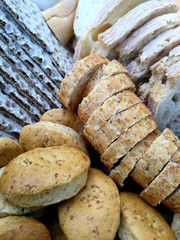 different types of bread in a basket