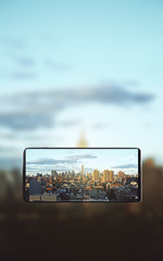 City photograph on cellphone