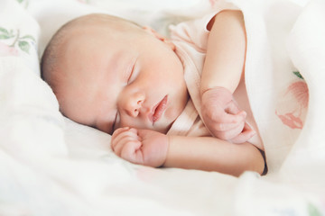 Newborn baby sleep first days of life at home.