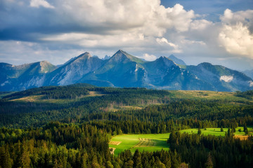 Panorama of Tatra Mountains in summer, Poland