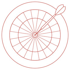 Obraz premium Cute vector illustration of target and arrow for the darts. Sports theme.