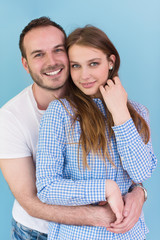 couple isolated on blue Background