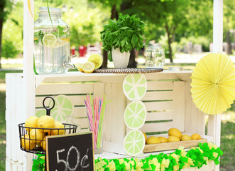 Wooden lemonade stand in park