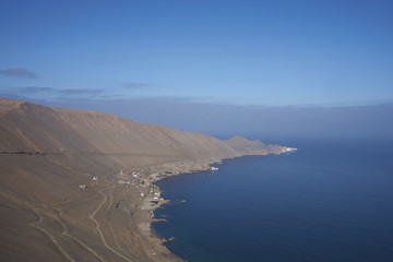 Historic coastal town of Pisagua in the Tarapaca Region of northern Chile.